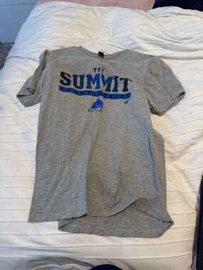 Varsity Grey Tee with Blue and Black Summit Graphic